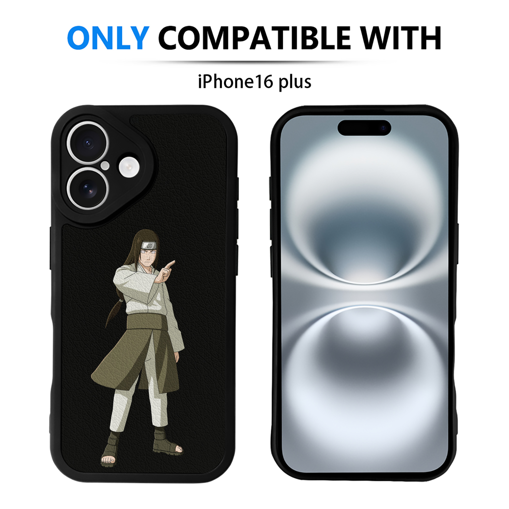 （画像用） NARUTO -ナルト- 日向ネジ Hyūga Neji 【iPhone 16シリーズ対応】シリコンスマホケース（レザー調） 材質：シリコン